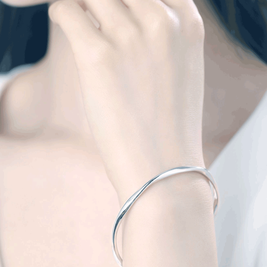 Kaibaolou PT950 platinum bracelet for women Möbius ring platinum bracelet plain ring bracelet PT999 customized New Year's Day gift semi-solid 3.2mm thick 16-17g size 50-62