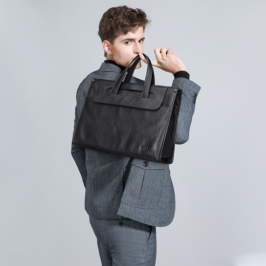 Golf (GOLF) business briefcase men's first-layer leather handbag 15-inch computer bag briefcase gift for boyfriend and father