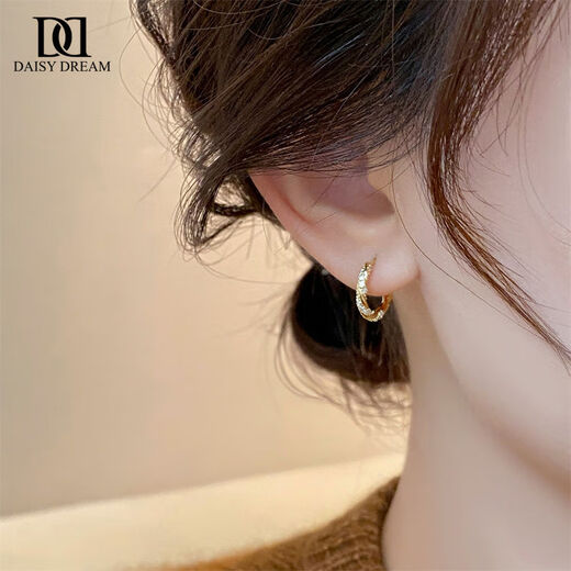 DAISY DREAM Möbius Earrings for Women 2025 New Hot Style High-Quality Hoop Earrings Temperament Earrings Unique Spring and Summer Earrings Golden Zircon Möbius Earrings