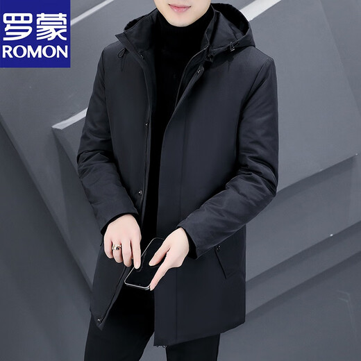 Luo Meng winter 2026 new two-padded coat casual winter cotton coat plus cotton windbreaker mid-length thickened men's coat black XL