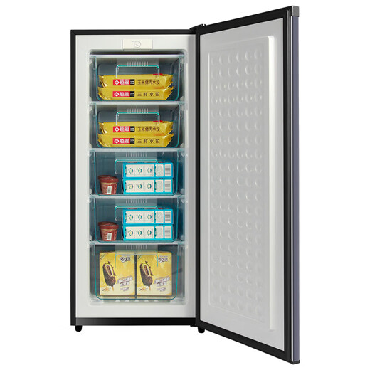 Royalstar vertical freezer household uniform cooling full temperature zone refrigeration small freezer breast milk storage cabinet first-class energy efficiency first-class energy efficiency 5-layer drawer 156L LCD purple