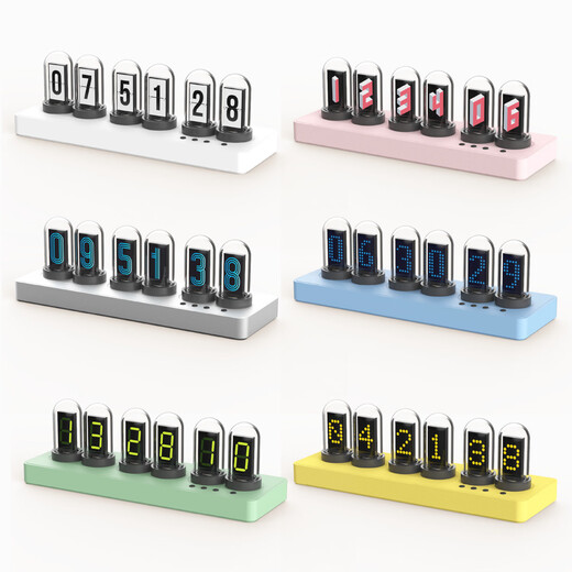 Momen rgb pseudo-nixie tube clock LED computer with desktop creative ornaments Chinese Valentine's Day gift birthday gift ips color screen pearl white