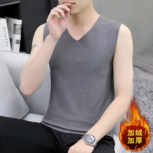 Modal seamless thermal vest men's winter tight-fitting cold-proof bottoming sleeveless t-shirt plus velvet and thickened white waistcoat 151 plus velvet white XL