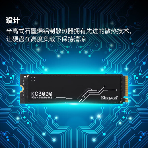 金士顿（Kingston）1TB SSD固态硬盘 M.2接口(NVMe PCIe 4.0×4) KC3000 读速高达7000MB/s AI 电脑配件