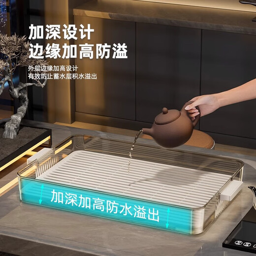 PAKCHOICE tea tray tray light luxury fruit water cup shelf indoor living room coffee table double-layer rectangular drain tray large