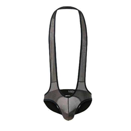 Men's sexy underwear, thong, gold one-piece open-flap sexy uniform, European and American nightclub, S, black background, gold dots