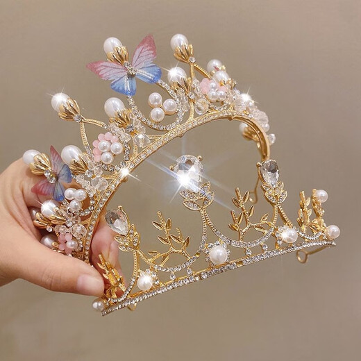 Ililo Bride Princess Crown Tiara Children's Day Crystal Headband Girls Headband Girls Birthday Crown Baby Hairband 1#Love Crown