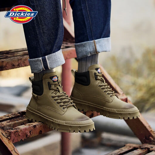 Dickies Martin boots men's boots autumn and winter versatile work shoes British style boots trendy high-top men's shoes Khaki 39