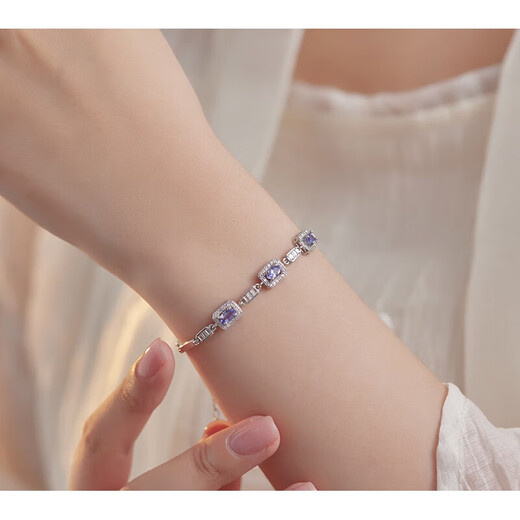 DL 1998 Fat Donglai same style tanzanite bracelet flowing purple star natural silver women's design niche jewelry gift flowing purple star bracelet extension chain (hand circumference 13-19