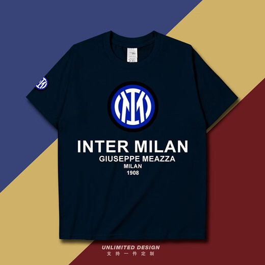 He Jiagong Milan team sports jersey short-sleeved men's and women's summer Lautaro football training uniform student casual T-shirt black XS xs 40 to 50 kg