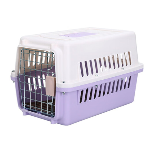 Beipin pet flight box cat and dog transport box out-of-car dog transport box cat and dog air transport cage plastic flight box gray + black No. 4 81*57*59-diaper board + roller + pull rod