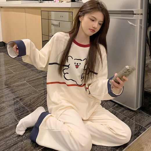 莫代尔长袖睡衣女春秋季小狗卡通可爱学生可外穿2025新款网红家居服套装 16813 KT猫旗舰款 M【建议80-95斤】