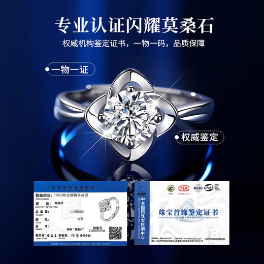 RHMPT950 Platinum Couple Ring Four-leaf Clover Moissanite Diamond Ring Customized Engraving Valentine's Day Gift for Girlfriend Platinum Moissanite Couple Ring + Certificate + Gift Box