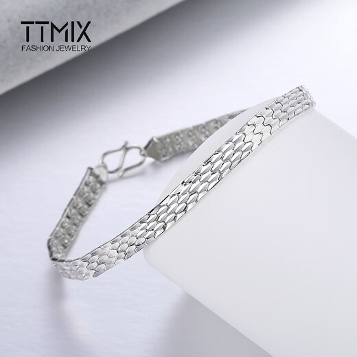 TTMIX Men's Generous Platinum Bracelet Fashionable Temperament pt950 Platinum Snake Pattern Bracelet 15.5-15.7g 17cm Width 5.4mm