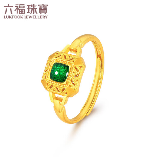 Lukfook Jewelry Fuman Heirloom Series Full Gold Bishadow Gilded Gold Ring as a Gift Price F48TBGR0010 3.68g (including labor cost 526 yuan)