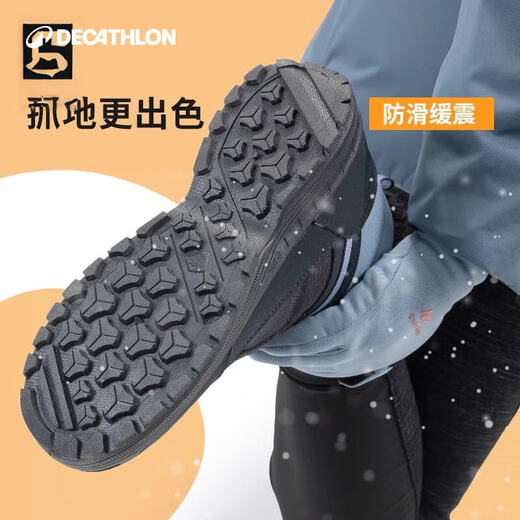 Decathlon children's spring and autumn warm cotton shoes for boys and girls, non-slip cotton boots and children's shoes KIDD dark blue (lace-up) 37