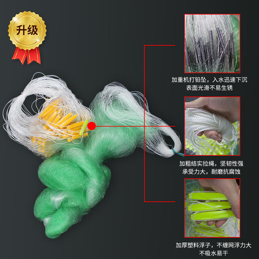 Imported three-layer sinking net fishing net with thick green silk sticky hanging mesh weighted fishing net crucian carp big silver carp carp net three-layer 1.5 meters high 3 fingers 40 meters weighted sinking net