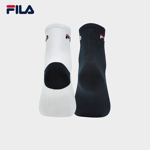 FILA official men's socks mid-waist socks set winter simple sports socks mid-calf socks two pairs set standard white/legendary blue-99 2 pairs (XS)