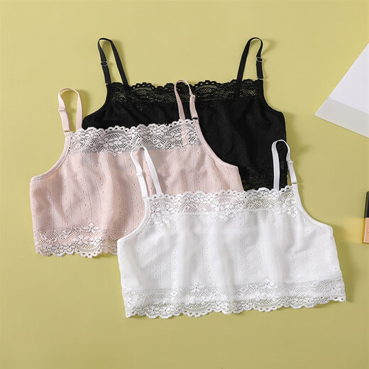 Silk tube top underwear for women, anti-exposure inner vest, sexy lace, black, white, small suspenders, summer, white (vertical stripes) M