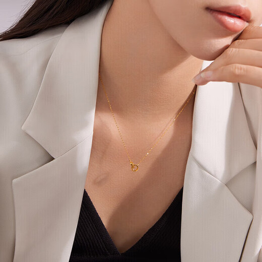 Liuguifu Jewelry Yellow 18K Gold Necklace Interlocking Chain Necklace for Women EK0300042