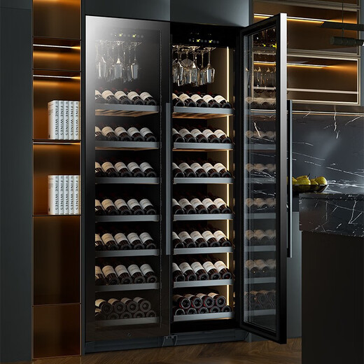 Vincase double-door wine cabinet constant temperature wine cabinet moisturizing large capacity air-cooled double-door refrigerator embedded wine cabinet home living room commercial display cabinet tea and liquor fresh cabinet 1.9 meters dual temperature zone (ice bar + ice bar) 800L thin 550mm deep