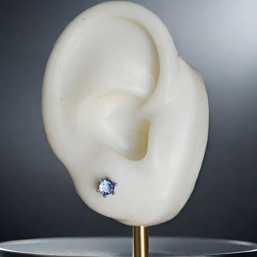 Rubik's Cube Tanzanite Stud Earrings 4mm Natural Light Color All-over Silver Screws Mini Not Easy to Lose Pair