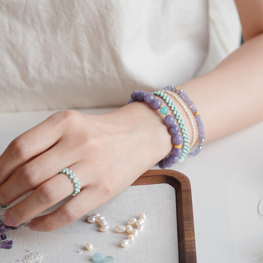 Congye shannai original Xueqing natural tanzanite beaded bracelet for women new Chinese style niche amethyst bracelet Xueqing (about 16.5cm including buckle)