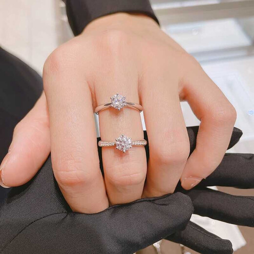 Junkiss Platinum PT950 Diamond Ring for Women Classic Six Claw Proposal and Engagement Natural Real Diamond 1 Carat for Valentine's Day for Girlfriend 50 Points Classic Six Claw (VVS/Very Slightly Flawed) No. 8 Ring