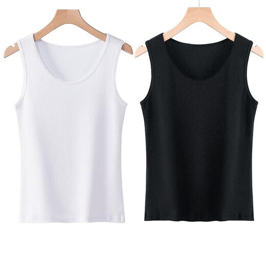Yiershuang Women's Vest Pure Cotton Summer Thin Suspenders Women's Internal and External Wear Bottoming Shirts Loose Anti-Exposed Tops 2-Pack