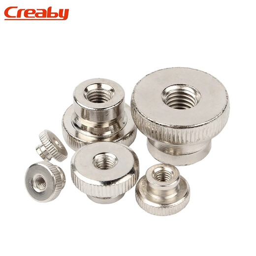 Creaby304 stainless steel nut high head knurled hand screw nut blind hole through hole decorative screw cap iron nickel plated M3 20 pieces through hole