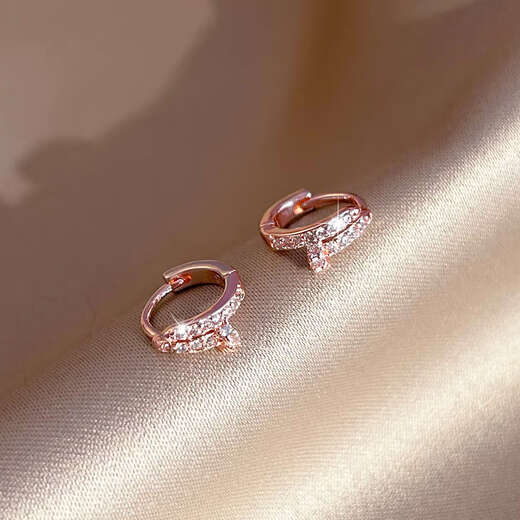 Time Bird French Exquisite Rose Gold Earrings for Women 2024 New Light Luxury Niche Earrings Sterling Silver Design Premium Earrings French Exquisite Rose Gold Earrings