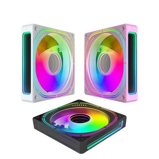 棱镜4代新品PRO 12CM机箱风扇ARGB5V神光同步AURA炫彩PWM温控 白框 棱镜四代【正向】 5个装