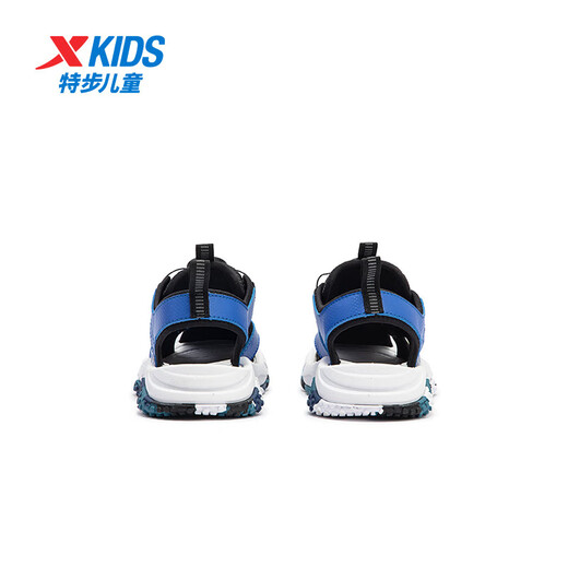 Xtep Children's Sports and Leisure Sandals Summer New Baotou Sandals Swivel Buckle Beach Shoes Black/Caique Blue 38
