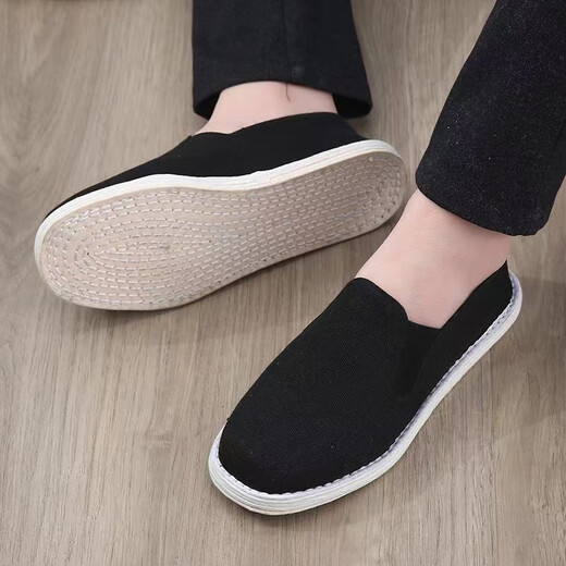 Men's old Beijing cloth shoes, traditional handmade mille-layout cloth shoes, breathable, sweat-absorbent work shoes, soft-soled driving cloth shoes, black 42