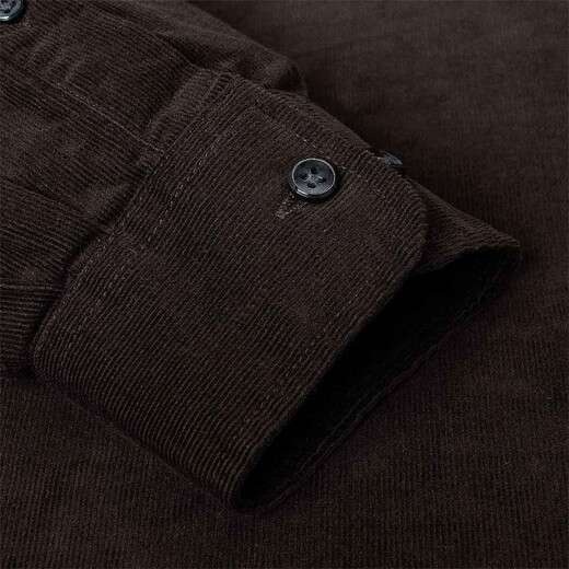 与狼共舞【灯芯绒&纯棉】通勤百搭舒适男士长袖衬衫 302深咖啡 L(175) 