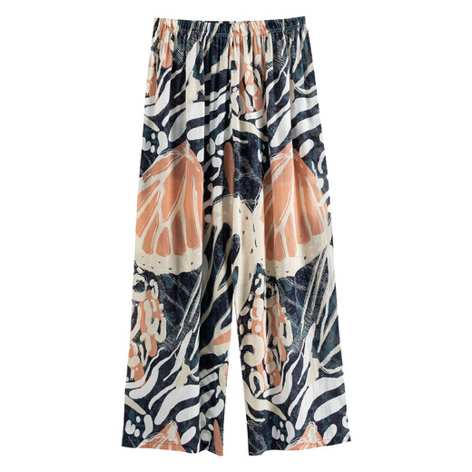AB underwear pajamas thin printed home casual loose wide-leg pants for women can wear home pants H848 ink painting XL