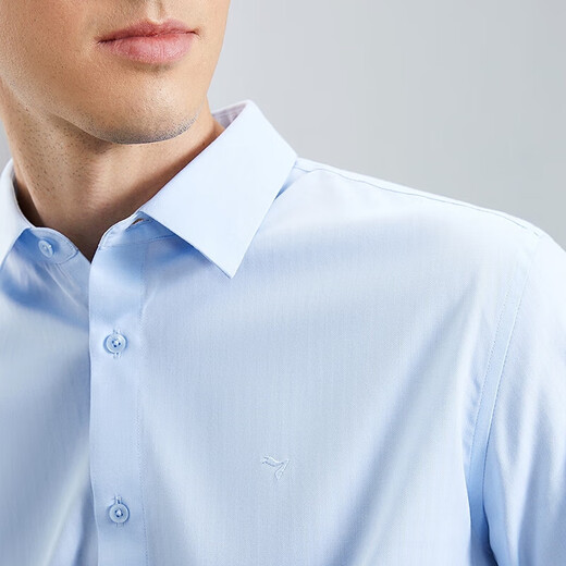 SEVEN long-sleeved shirt men's spring business casual formal herringbone men's lapel shirt sky blue 40