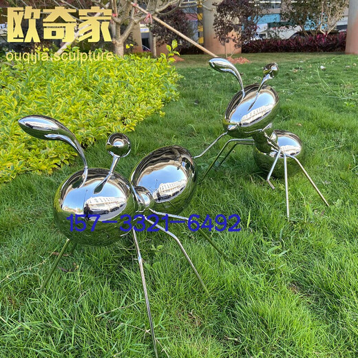 Stainless steel mirror ant sculpture modern creative metal outdoor garden landscape abstract simple decoration ornaments Type C Deposit