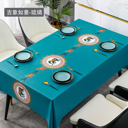 Bo Ling Lu high-end tablecloth PVC waterproof, oil-proof, anti-scalding, no-wash dining table, coffee table, Nordic ins rectangular square table mat, Back to Time-Ya Gray, upgraded 3.0 encryption-proof 1 140*180cm, 4-person dining table