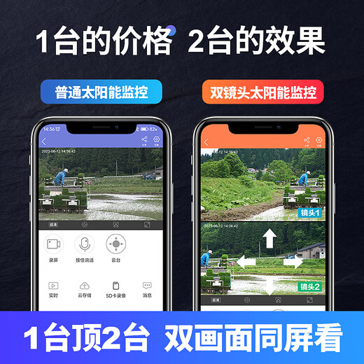 警视卫太阳能摄像头4G免充流量摄像头监控室外无需网络家用监控器360度无死角带夜视全景农村果园鱼塘 【终身免费流量】双摄1000万+无电无网可用 64G