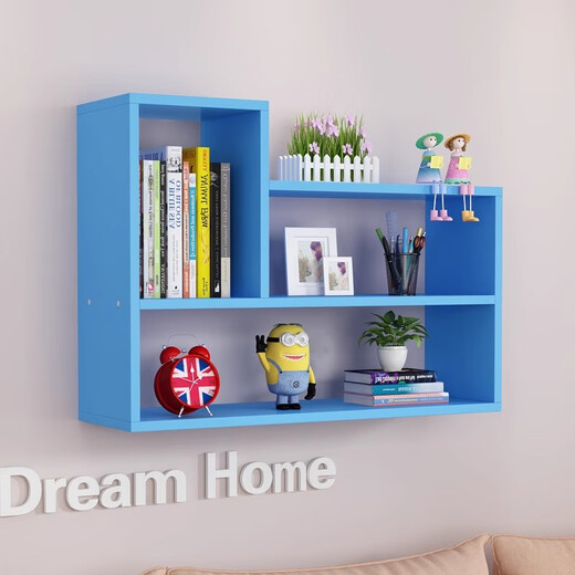 Yimei Tianhe wall storage rack without punching wall-mounted storage cabinet bedroom wall closet creative grid wall cabinet home bookshelf extended version length 80 width 15 height 60 teak color