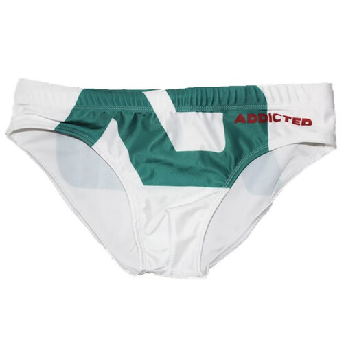 殿若男士三角泳裤时尚低腰性感速干男温泉沙滩型男涤纶泳衣防尴新品 白色绿字母 165 M【1尺9-2尺1】