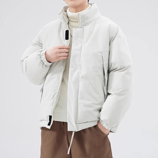 MiiOW American simple men's cotton coat autumn and winter new casual cotton clothing trendy brand versatile bread coat warm cotton jacket black L