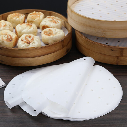 Fangcaodi steamer paper 100 sheets disposable steamed buns steamed bun paper pad small steamed bun non-stick pad paper cage drawer paper diameter 27CM