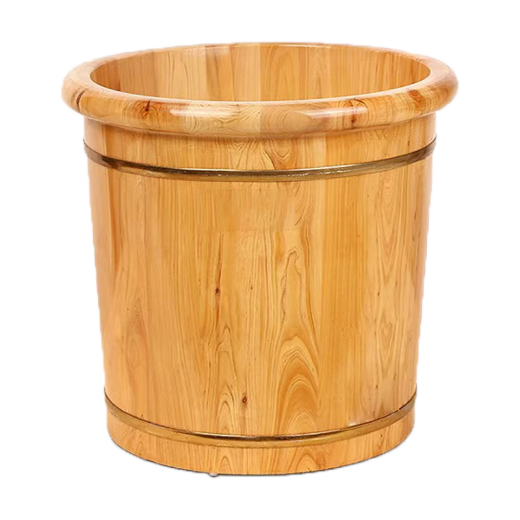 Oresa cedar wood foot bath bucket over the calf wooden barrel fumigation bucket household solid wood over the knee foot bath bucket high and deep bucket insulation foot washing 50cm high single bucket + drain valve + mugwort bag