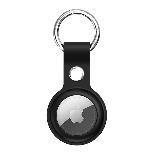 Aolang suitable for AirTag protective case Apple anti-lost device keychain airtags tracking locator silicone short style for the elderly, children and pets to prevent loss and can be hung black