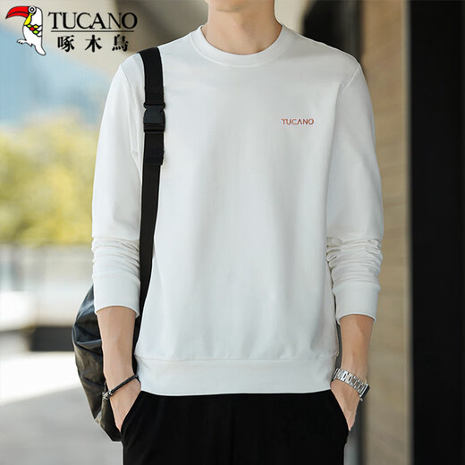 Woodpecker (TUCANO) sweatshirt men's trendy loose round neck long-sleeved t-shirt student fashion casual pullover top men white L