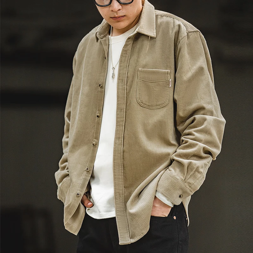 Рабочая одежда Madden, американская повседневная вельветовая рубашка с длинными рукавами из чистого хлопка, многослойная с внутренней курткой, вельветовая рубашка для мужчин, осенняя темно-кофейная XL