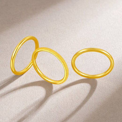 Saturday Fortune (ZLF) gold ring for men and women, solid gold stackable plain ring ring, single three lives and three generations, price Shamian No. 11-2.35g