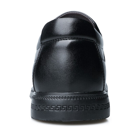Portures leather shoes men's fashion slip-on business casual shoes lightweight slip-on formal shoes for men 8901 black 42